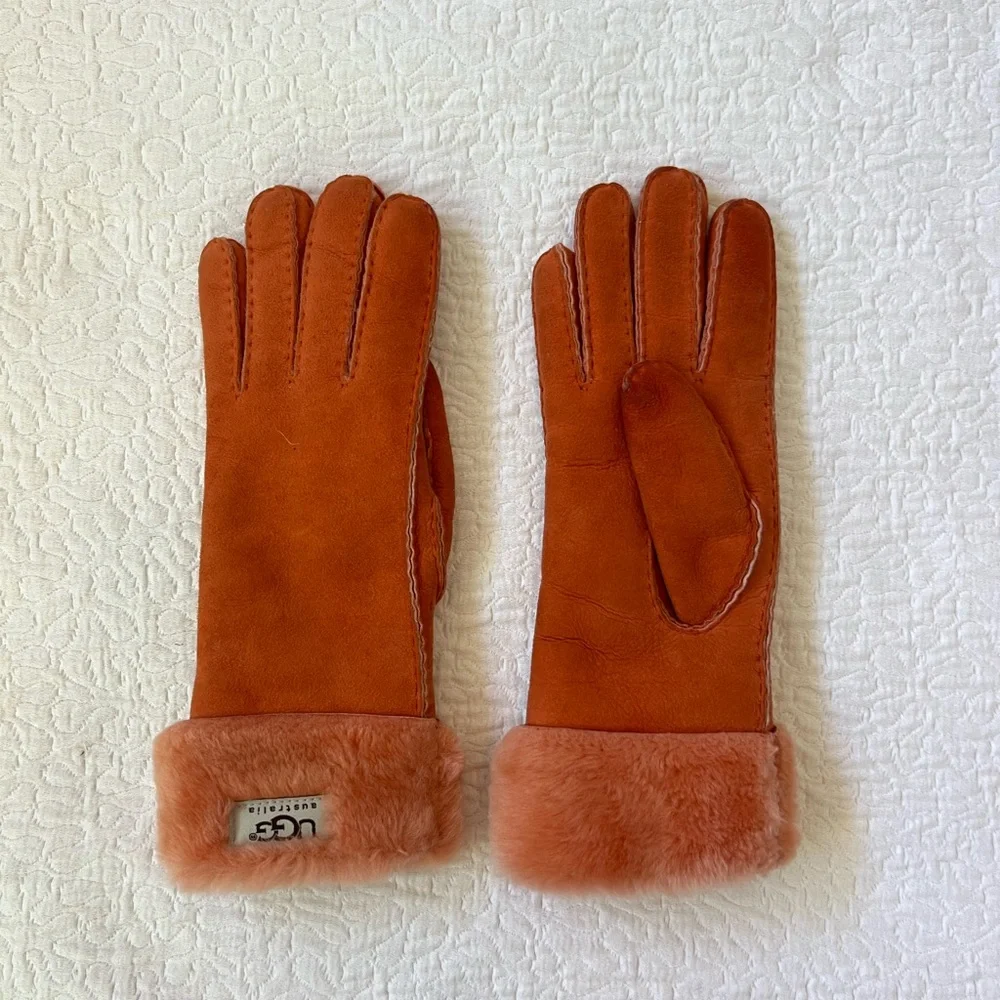 UGG Australia orange leather gloves